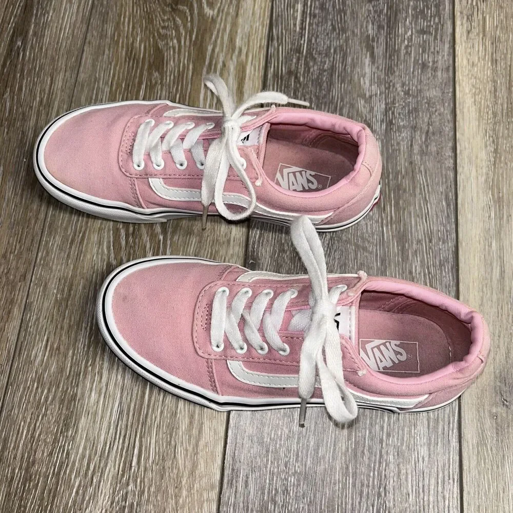 Vans Off The Wall Pink Canvas Sneaker Skate Shoes Youth Missy US Size 4 - 507698